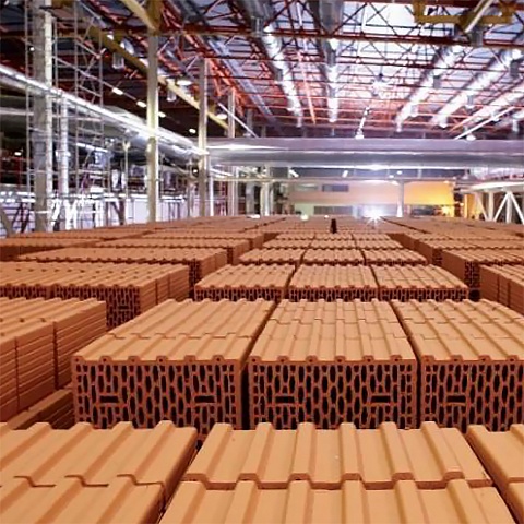 Facing ceramic bricks and large-format porous blocks production plant