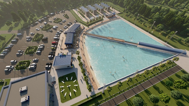 Active recreation park with wave lagoon and artificial wave generator "Activiti wavepark"